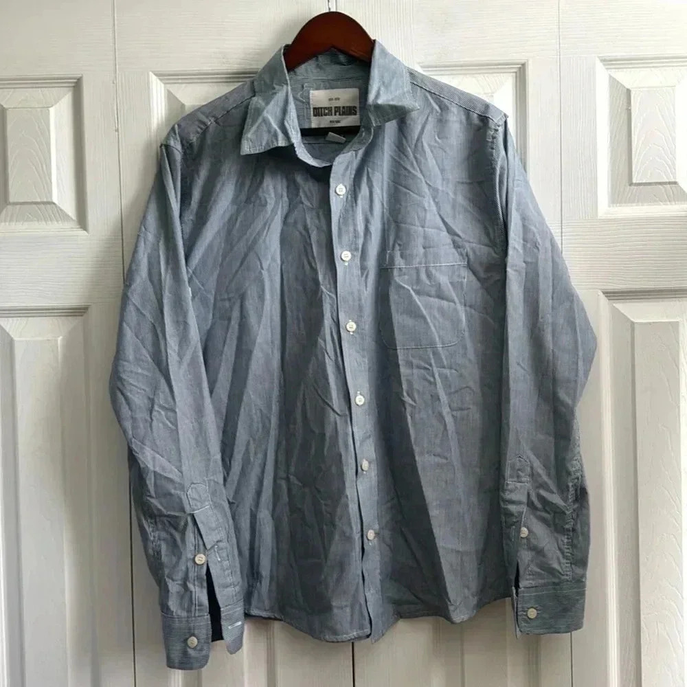 Ditch Plains Blue and White Striped Button Down size L